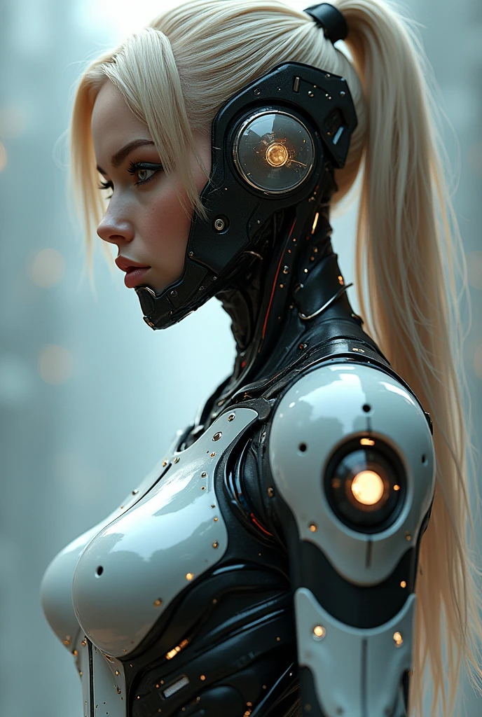 a close up of a woman in a futuristic suit posing for a picture, cyberpunk art inspired by Marek Okon, cgsociety contest winner, massurrealism, gynoid cyborg body, cybersuit, cyber suit, gynoid body, girl in mecha cyber armor, perfect cyborg female, sci-fi android female, diverse cybersuits