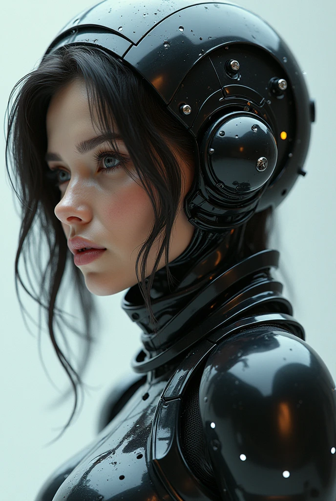 a close up of a woman in a futuristic suit posing for a picture, cyberpunk art inspired by Marek Okon, cgsociety contest winner, massurrealism, gynoid cyborg body, cybersuit, cyber suit, gynoid body, girl in mecha cyber armor, perfect cyborg female, sci-fi android female, diverse cybersuits