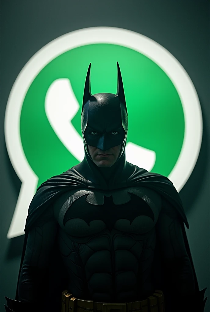 WhatsApp symbol with Batman inside the symbol. Background transparent