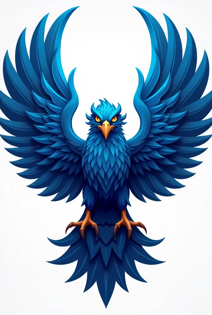 a blue bird with its wings spread and its entire body facing forward center, vector art, terinspirasi oleh Victor Noble Rainbird, artstation, clash of clans style, trending on dribbble mascot.featuring, crow, fierce expression 4k, in the quetzecoatl art style, a face in need of a fist, uncompressed png, totem, united, symbol of wisdom