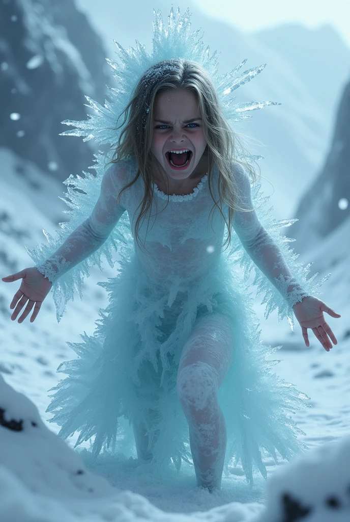 girl froze herself into an ice statue
She is in pain
