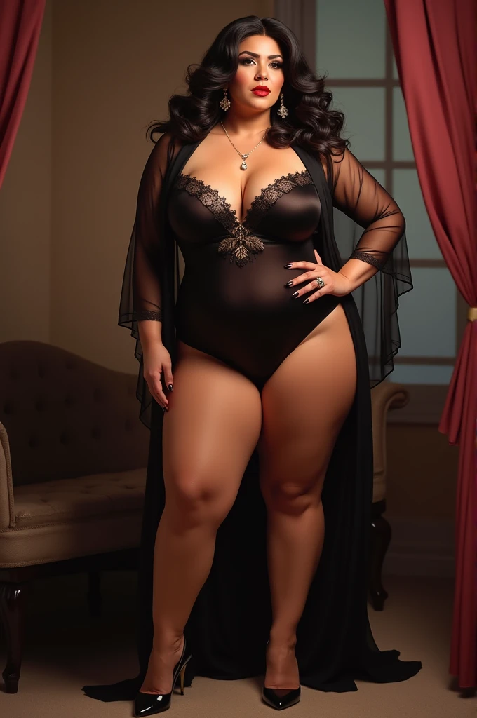 Sexy body aunt big breasts wearing high heels