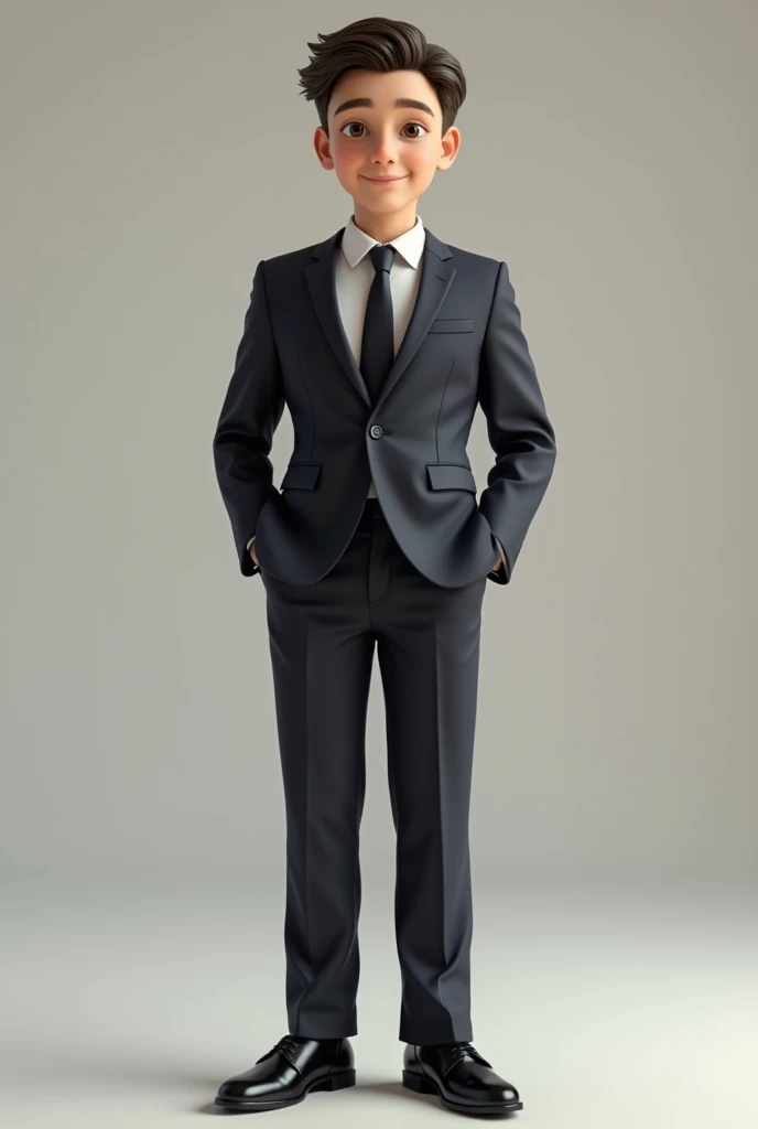 1boy,suit,black leather shoes,Knee Shot,Smile,