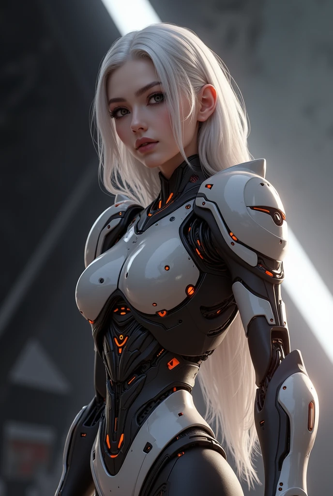 there is a woman in a robot suit posing for a picture, cyberpunk art inspired by Marek Okon, cgsociety contest winner, neo-dada, cute cyborg girl, beutiful white girl cyborg, perfect android girl, beutiful girl cyborg, perfect anime cyborg woman, cyborg girl, cyborg - girl, beautiful cyborg girl, beautiful female android!, perfect cyborg female