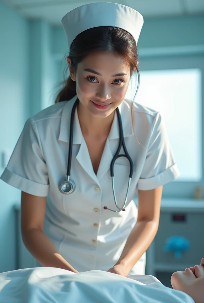 Nurse bending over