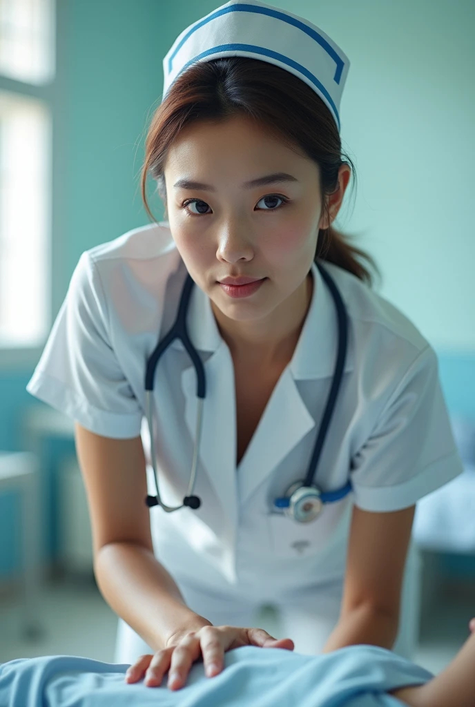 Nurse bending over