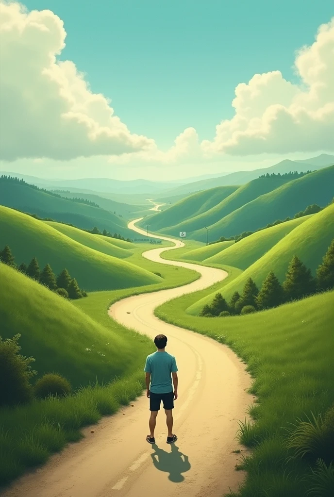 A road with several forks: It symbolizes the decisions and choices a person makes in his life., that build their unique lifestyle. Each fork represents an opportunity to take a different direction.