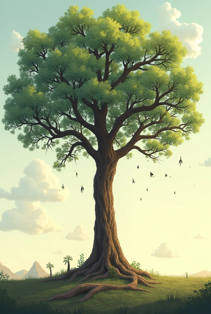 A tree with different branches: The tree trunk can symbolize common origin or early experiences., while the branches represent the different directions or lifestyles that a person can develop.