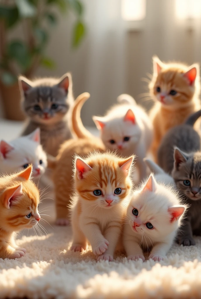 Many kittens are playing
