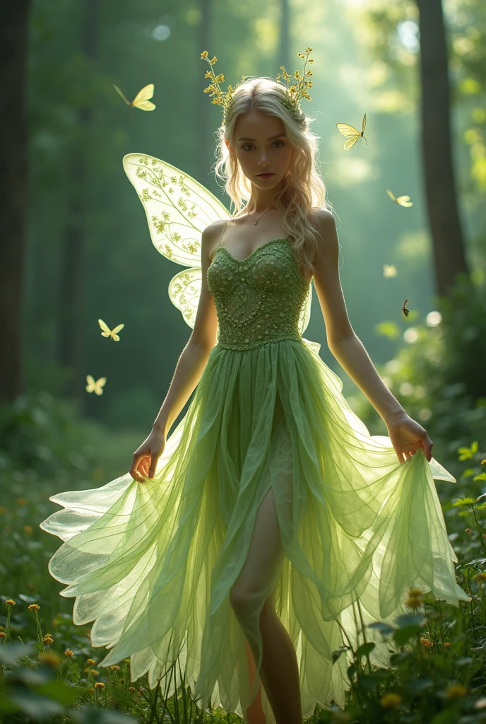  short fairy style plastic leaf dress 

