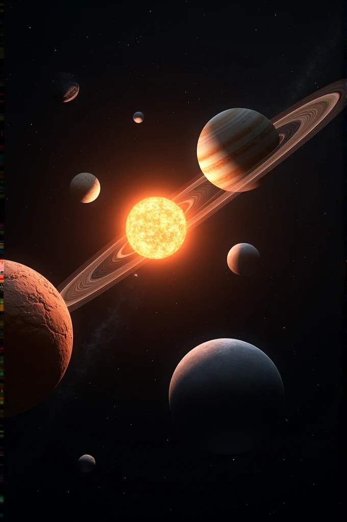 Solar system and all its planets 3D image