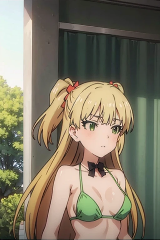 Pegging，Futanari，Blonde，bikini，Green Eyes，Sex，Hair Ribbon，Sexy look，