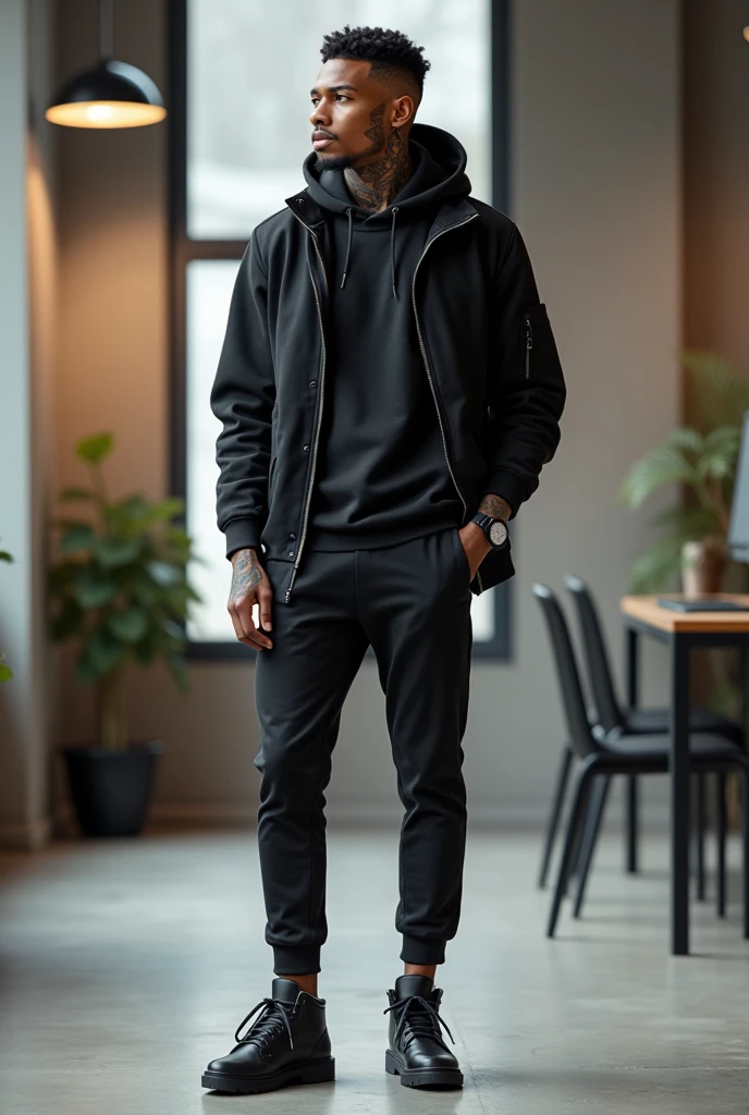 Computer geek fashion for black men with tattoos