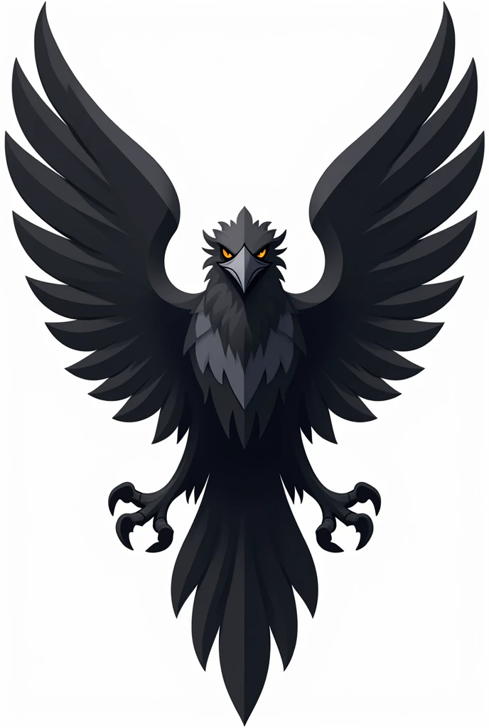 The blue bird logo is a bird with its wings spread out and its entire body facing the center front and its wings are not too many., without background, vector art with thick black line art on every part of the body , terinspirasi oleh Victor Noble Rainbird, artstation, clash of clans style, trending on dribbble mascot.featuring, crow, fierce expression 4k, in the quetzecoatl art style, a face in need of a fist, uncompressed png, totem, united, symbol of wisdom, full body