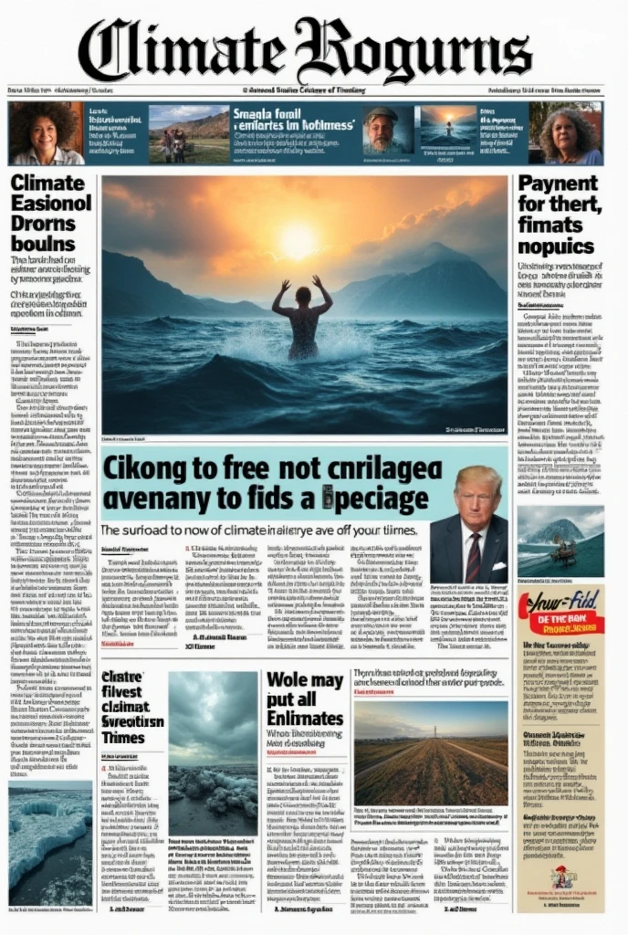 Creat a news paper on topic climate change