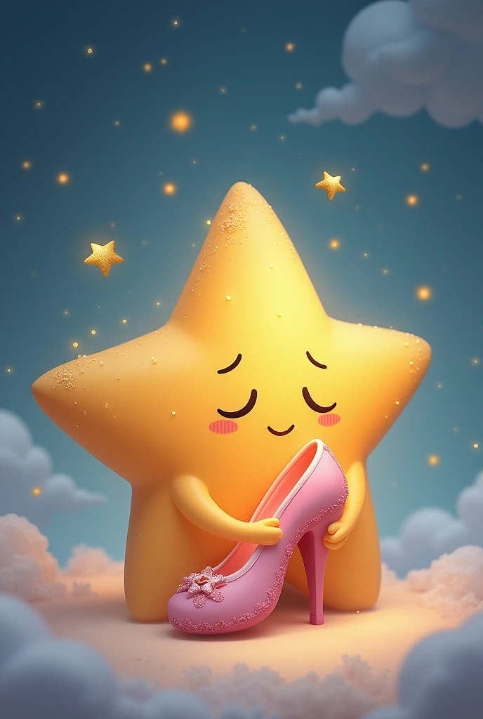 Create a little star with a pink slipper in your hand