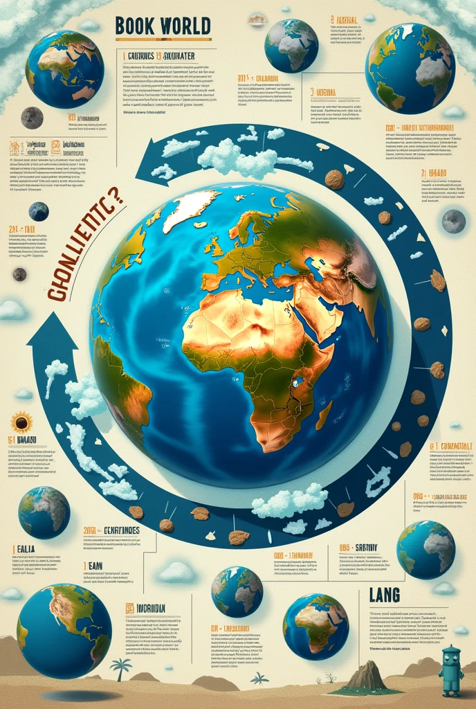 "Interesting Facts of the World Part 6" with colorful backgrounds and illustrations of the rotating earth.