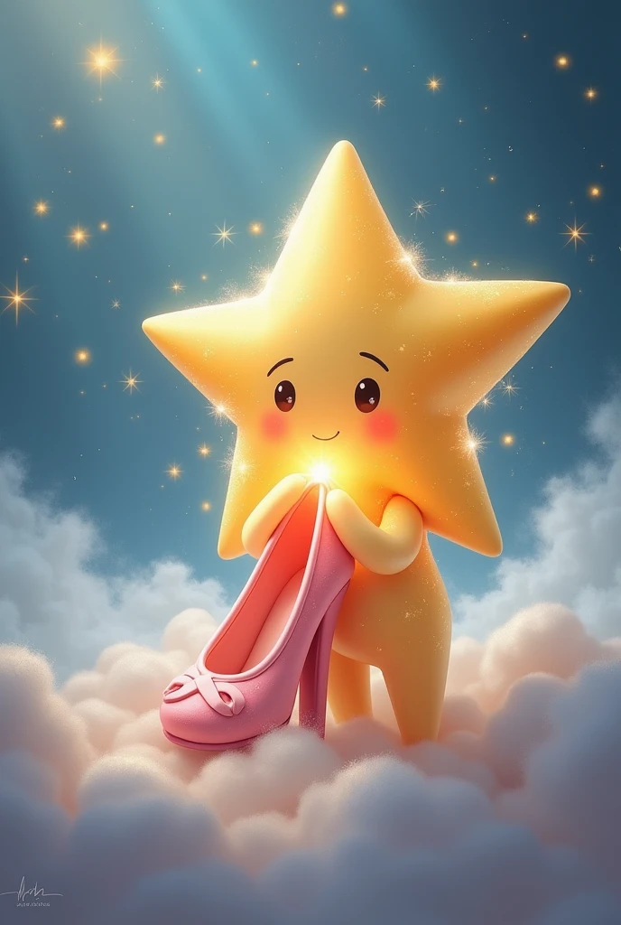 Create a little star with a pink slipper in your hand