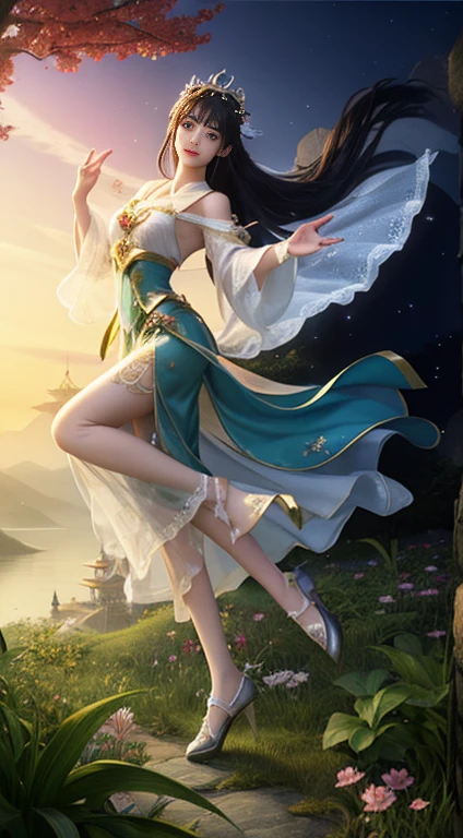Moonlight的风景,A unique ancient costume goddess。Her gorgeous attire shines,The skirt flutters in the breeze,It looks elegant and dynamic。Her eyes are full of playfulness,As if blending into this peaceful nature。
This costume goddess wears a pair of stylish high heels,it seems incompatible with her性感。
Moonlight,The scenery is more hazy and beautiful。,Fairy Beauty,Makes people want to get closer,,it'Captivating,Unable to escape。,,,White skirt,,sit on the floor,,front,White high heels,,Beautiful ass,Exposing genitals,No pants