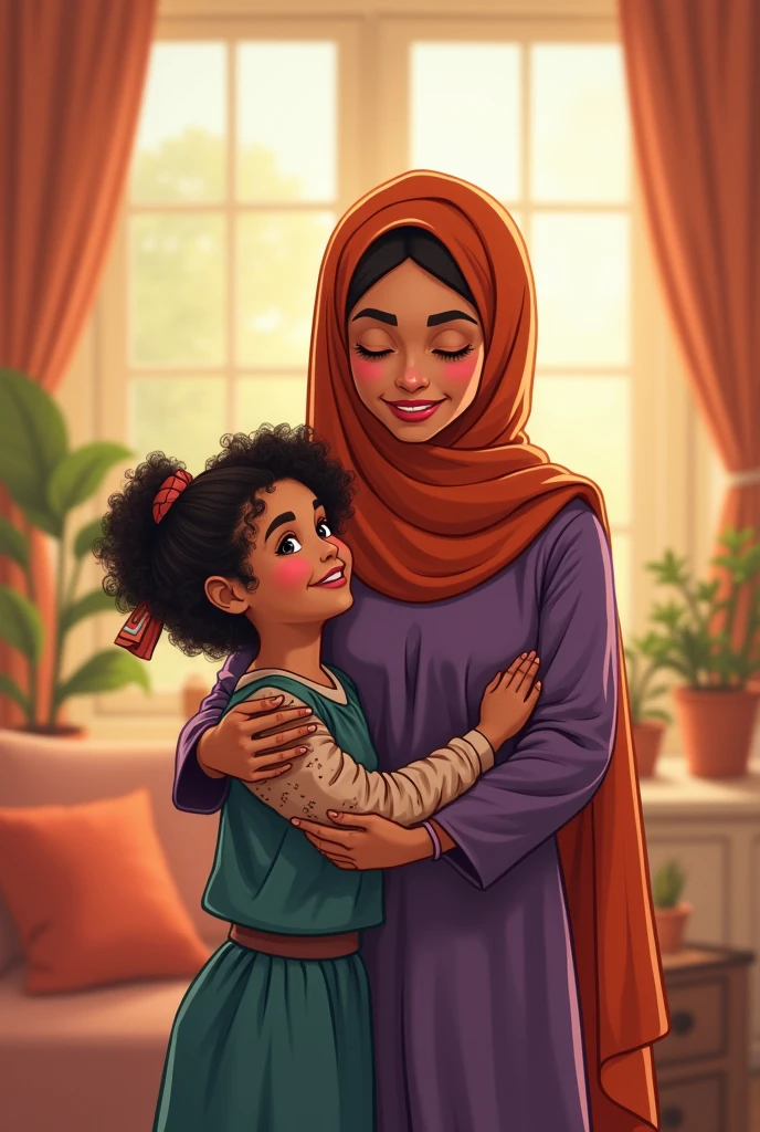 Hijab superhero mooping with her daughter