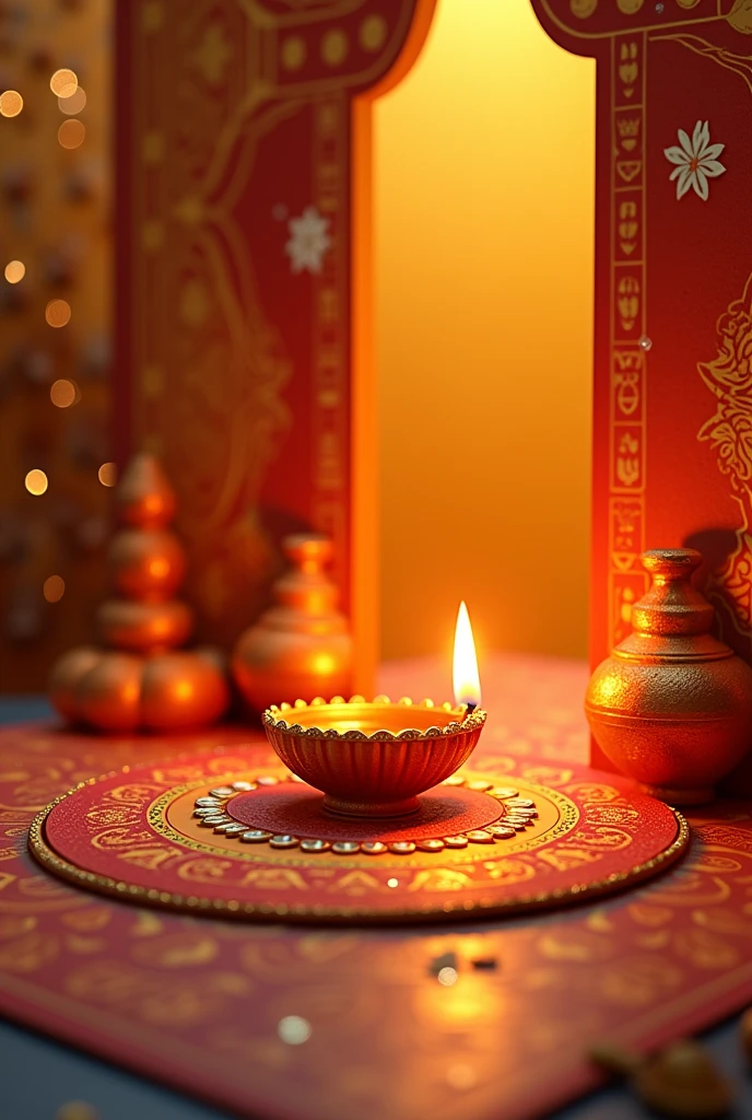 Diwali party greetings card in 3d for invite relatives