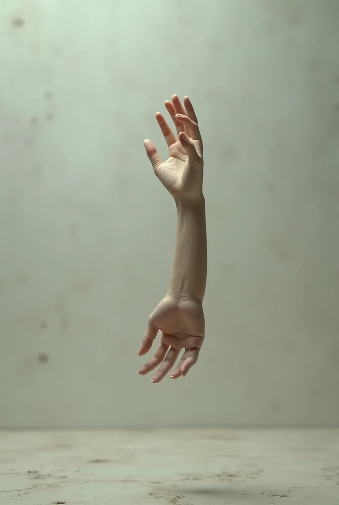 Hand suspended in the air, hanging from a finger