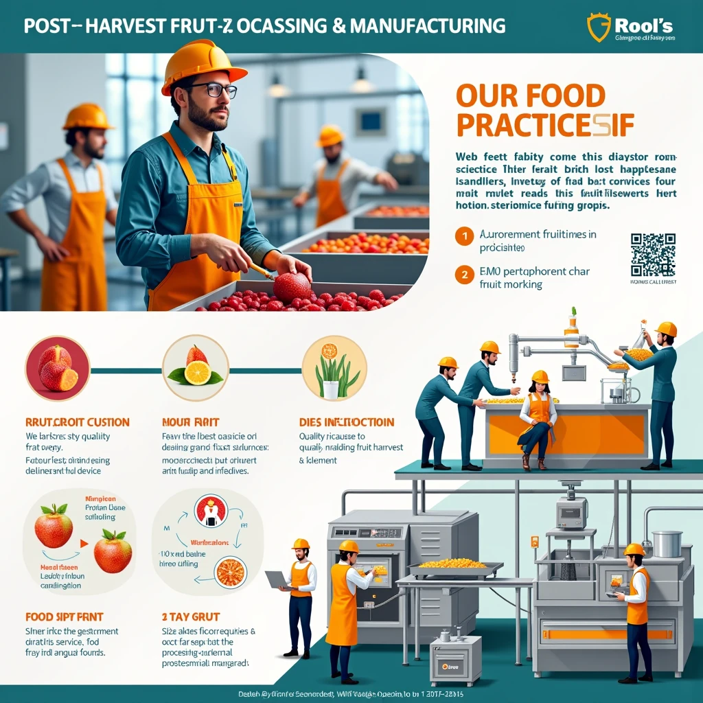 create a banner advertising a mini-course with the theme: GOOD POST-HARVEST MANUFACTURING PRACTICES FOR FRUIT FOR FOOD ENTERPRISES