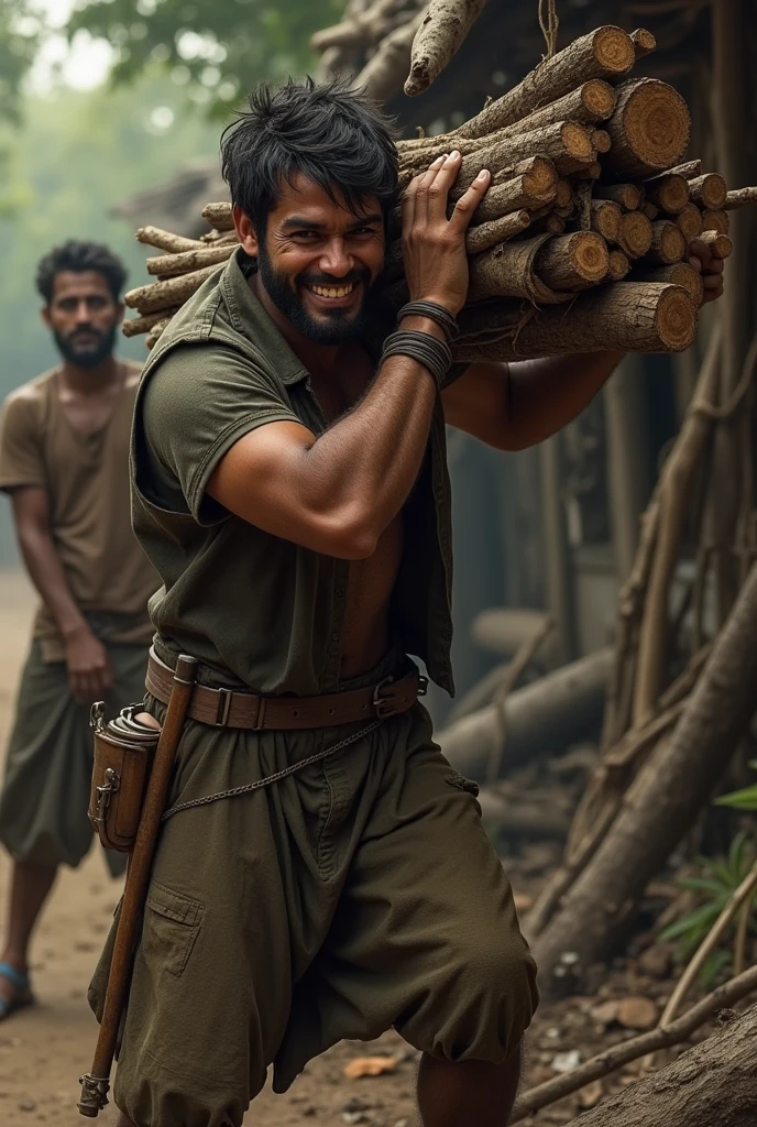 The Moment of Betrayal**: Bilal is seen adding Ali's heavy bundle of wood to his own, with a sly grin on his face. Ali is standing in the background, looking surprised and hurt.