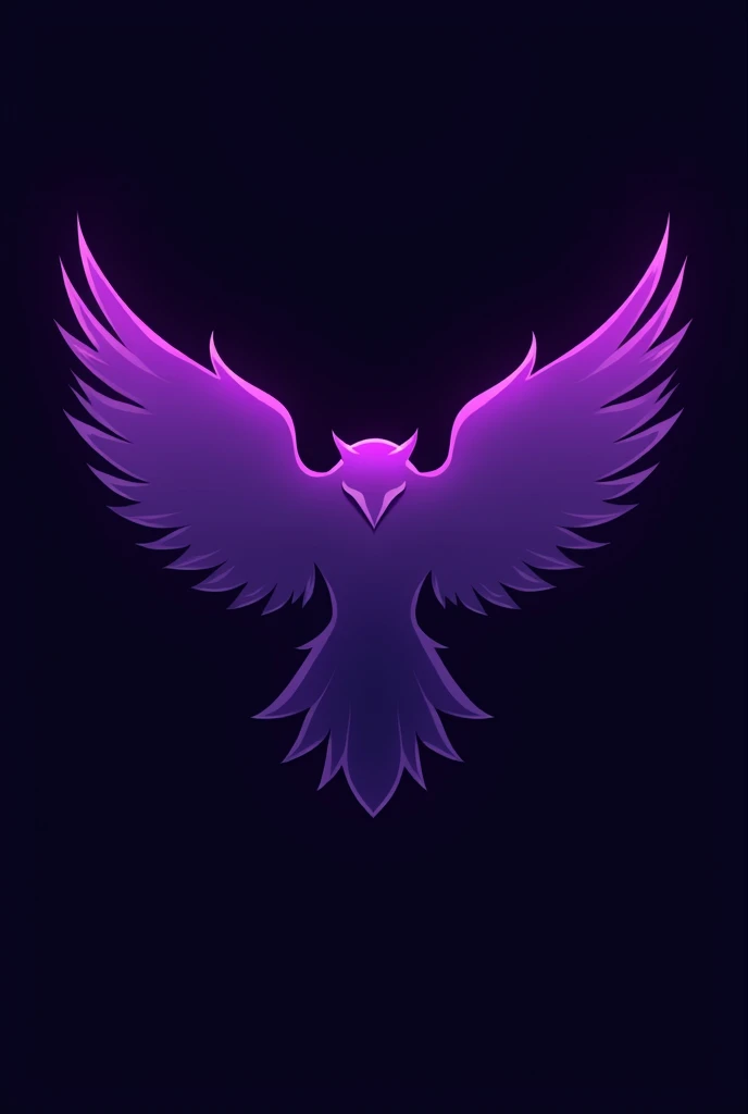 Generate a purple owl silhouette with open wing and no face for e-sports logo 