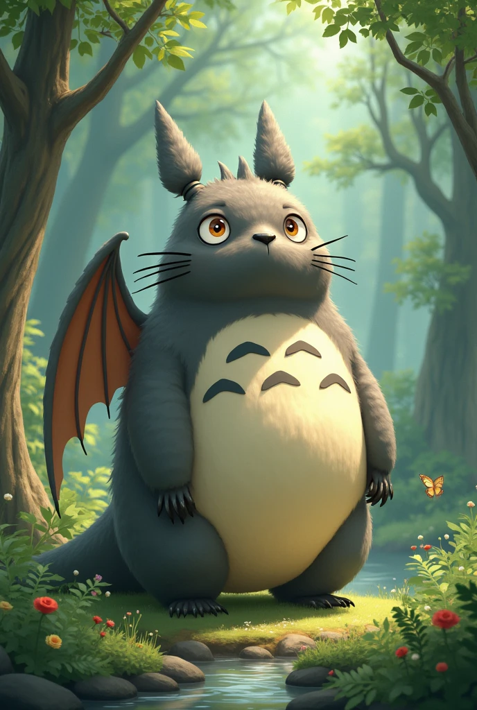 (ultra detailed), A character that combines Totoro and a dragon