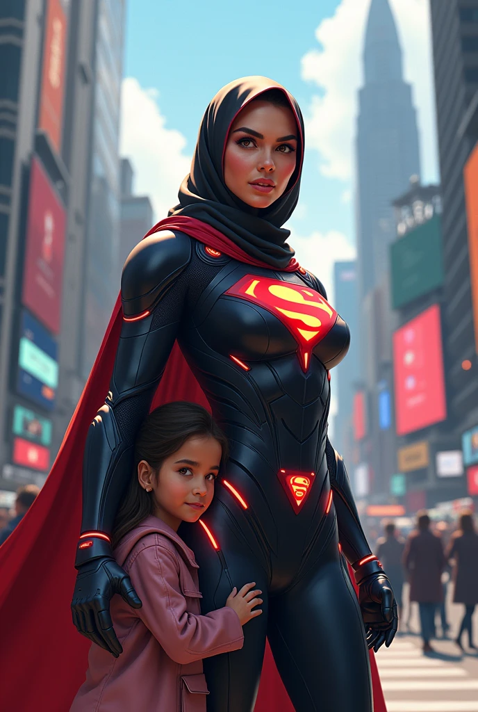 Hijab superhero protect her daughter from strangers