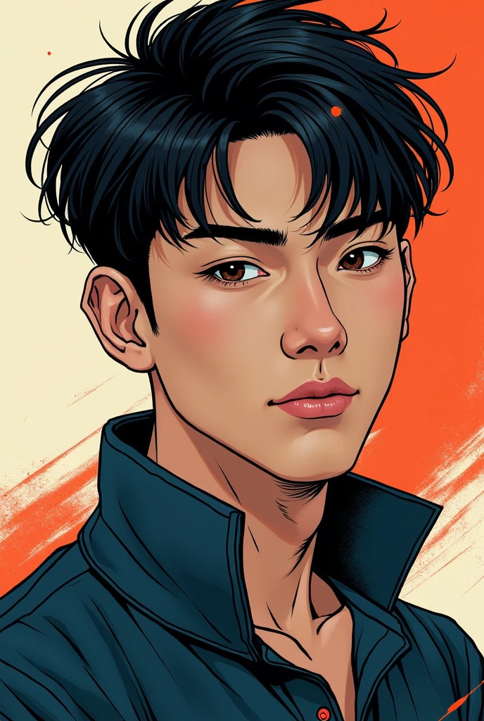 a hot boy drawn in the style of korean manhwa comics