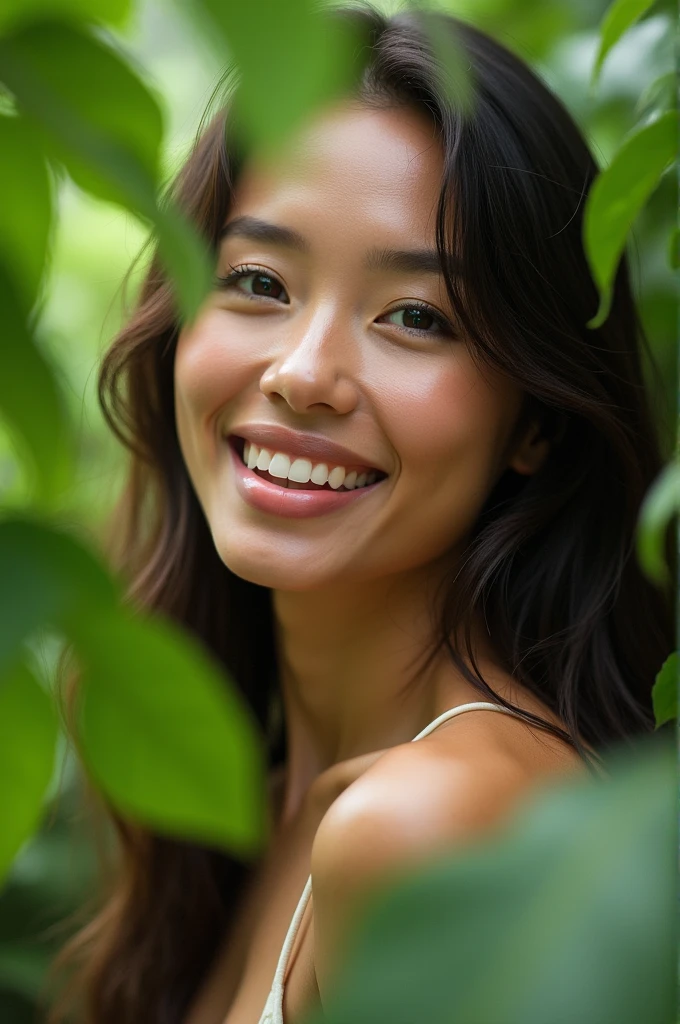 Put this word on a picture:
Take care of your skin and your skin will take care of you.
Use this Image description: A serene woman with glowing skin, surrounded by lush greenery, with the quote