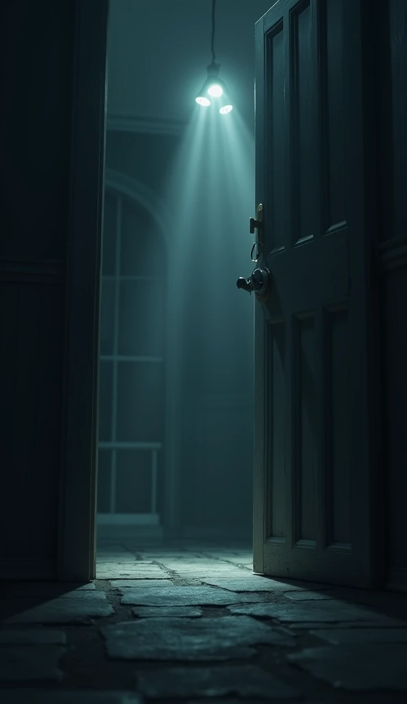 [Animated image of a room with a locked door and mysterious shadows around, creating a suspenseful environment]
