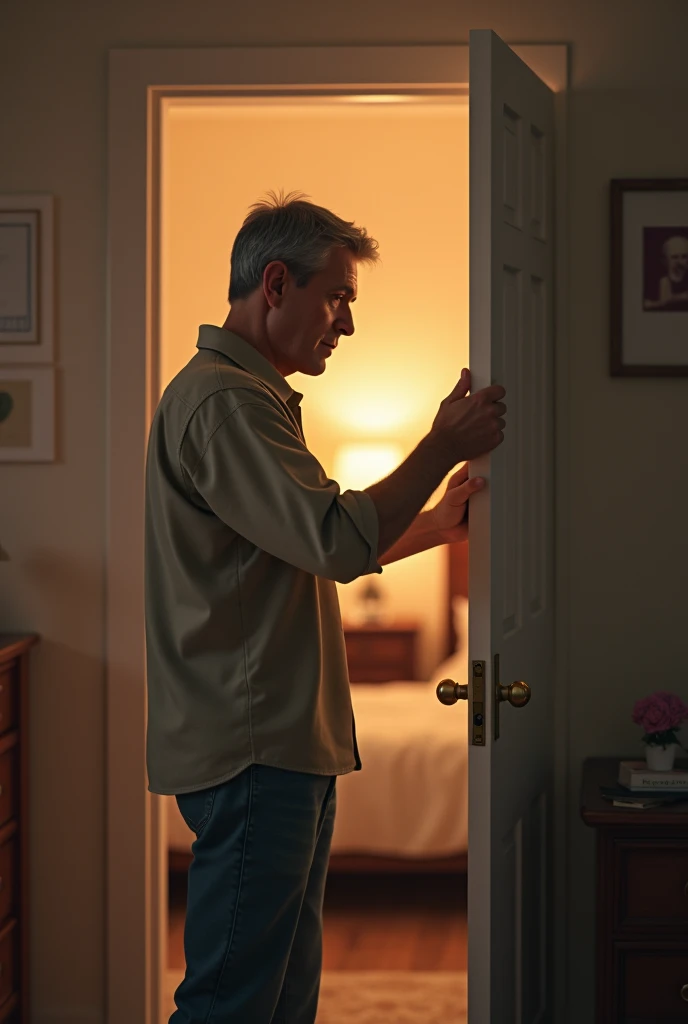 Image of a man locking his bedroom door