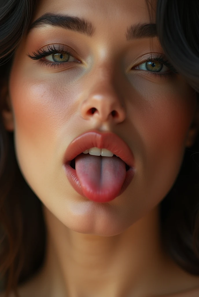 Beautiful face close-up, Sticking out tongue, Sexy look