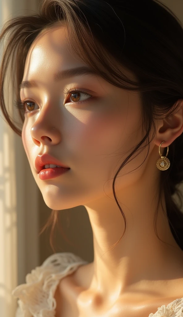 realistic, 1girl, cute, extremely detailed eyes and face, beautifully detailed eyes, long eyelashes, beautiful detailed lips, detailed facial features, highly detailed, intricate details, delicate, elegant, graceful, serene, peaceful, tranquil, soft lighting, warm colors, cinematic lighting, photorealistic, 8k, hyper detailed, masterpiece, high quality, best quality