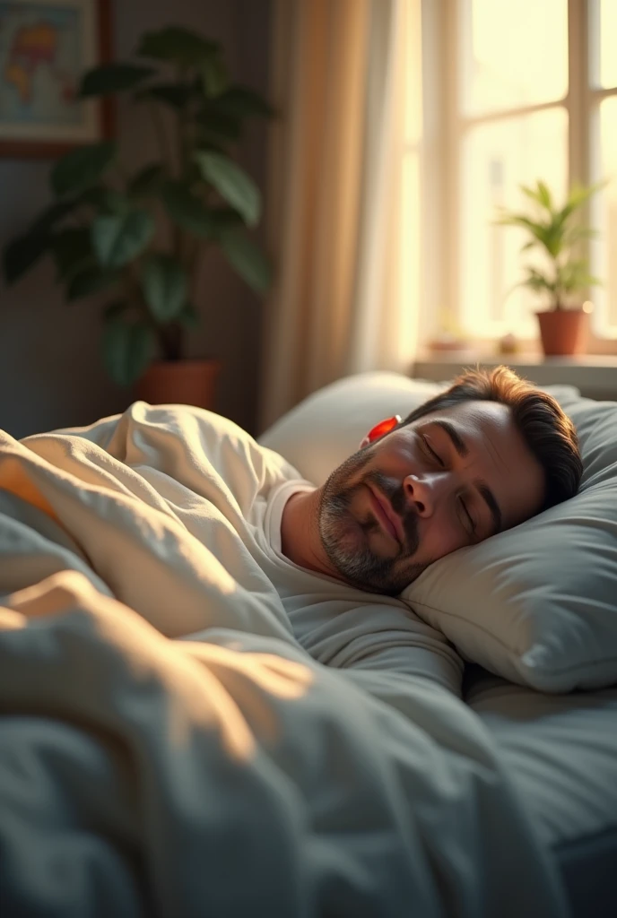Image of a man sleeping in the bedroom