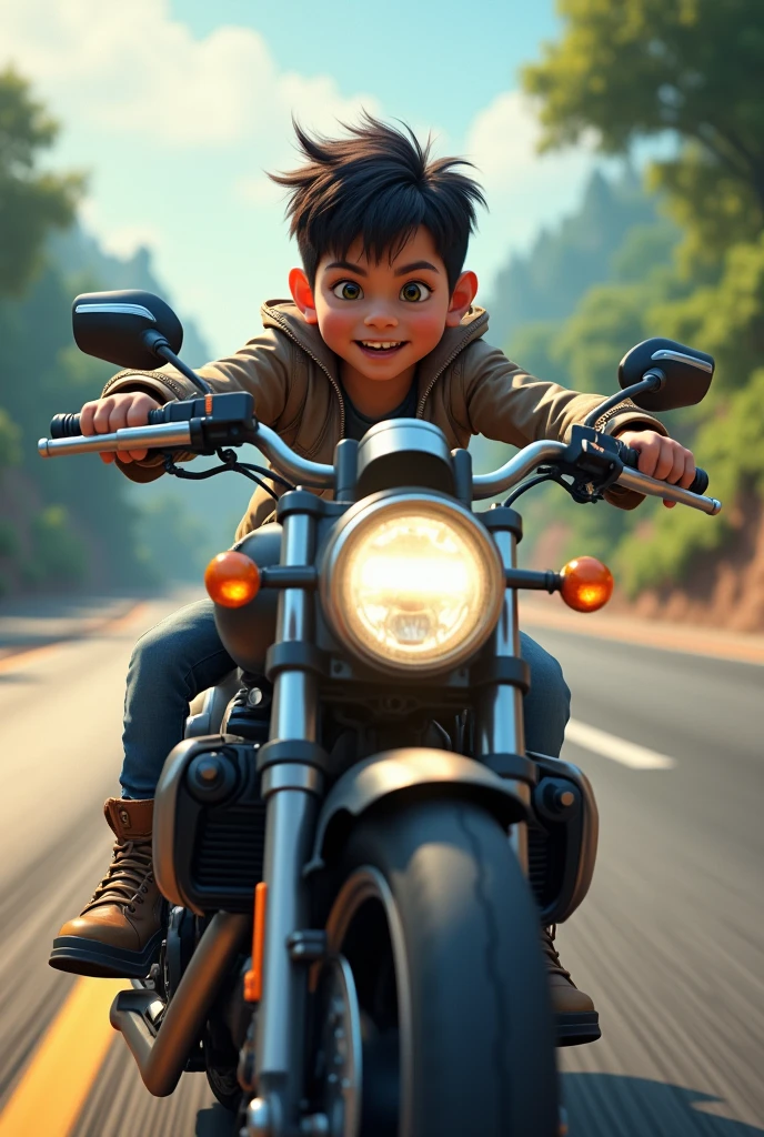 Boy on a motorcycle 
