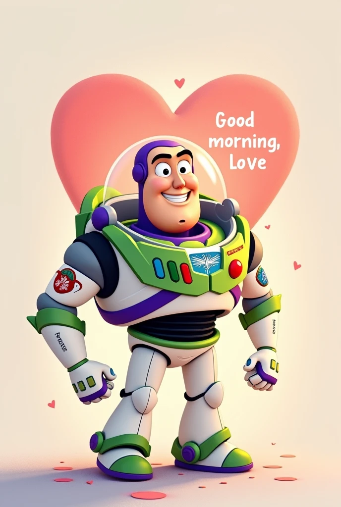 Buzzlightyear with a heart and the phrase good morning love