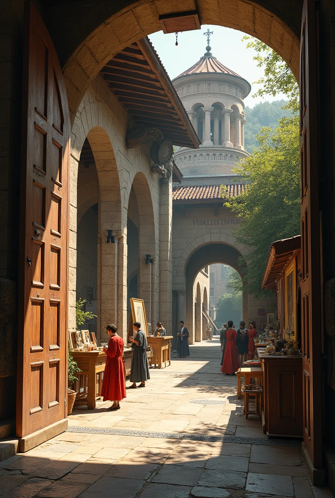 A huge studio work shop with the name Andrea del Verrochio on the door (outdoor)