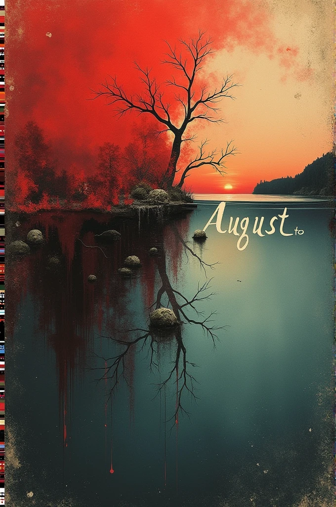 A collage picture of blood to flood and july to august text.