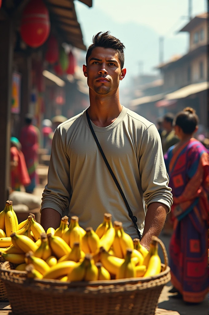 Ronaldo selling banana on nepali market
