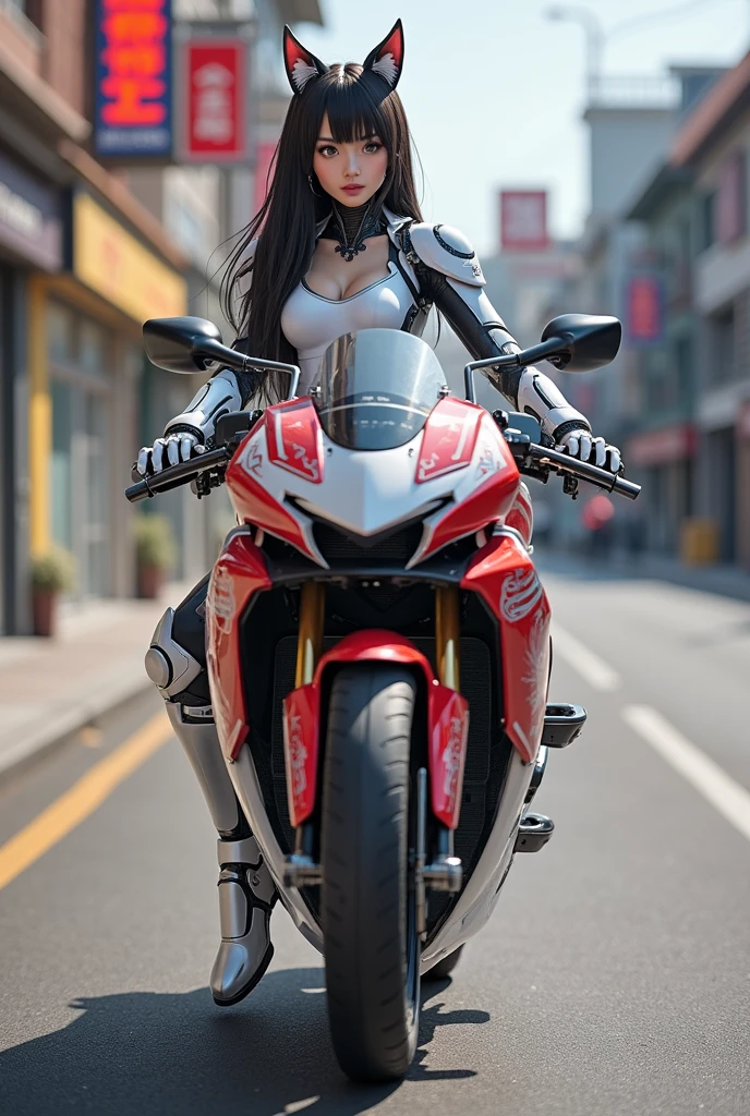a close up of a woman in a futuristic suit posing, gynoid cyborg body, biomechanical oppai, oppai cyberpunk, girl in mecha cyber armor, beutiful white girl cyborg, in white futuristic armor, cybersuit, gynoid body, perfect anime cyborg woman, perfect android girl, beutiful girl cyborg, fully robotic!! catgirl