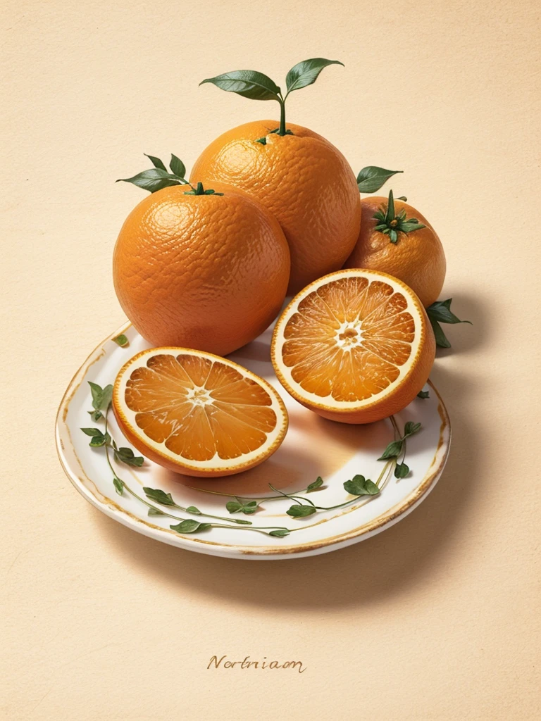 an orange, no base, simple background, kent paper 