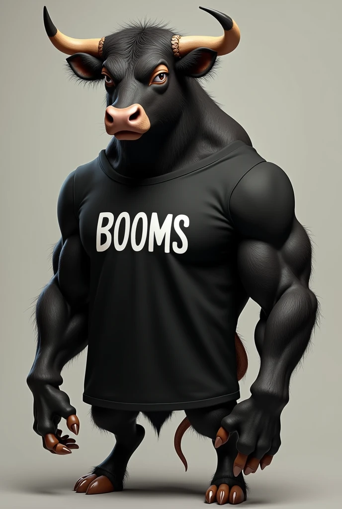 A bull wearing a black t shirt, named of booms
Fearing hamster 