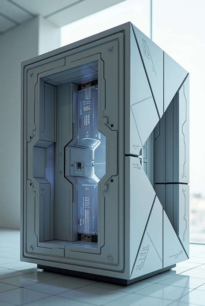 Create a futuristic geometric box
box with interior and exterior