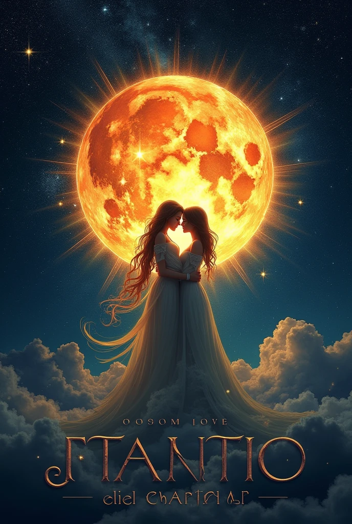 Cover of a book with a starry sky in the background and the moon and the sun kissing, with the title in Spanish "Cosmic Love" and the author Luis Martinez at the bottom of the page