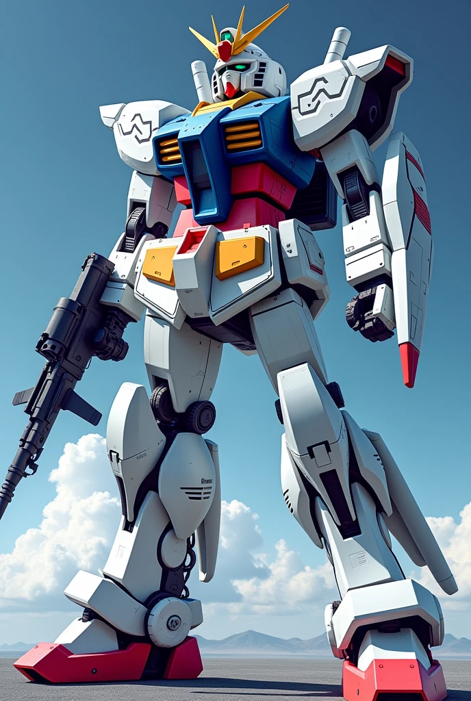 masterpiece, Highest quality, sf, Standing in space、 High-dimensional robot、Mobile Suit、(Translucent armor, Visual internal organization):1.2、(White clear base, Navy Blue Joint, Red internal mechanism)、(Chest wave gun、Shoulder Beam Launcher)、White, blue and red aircraft、Gundam