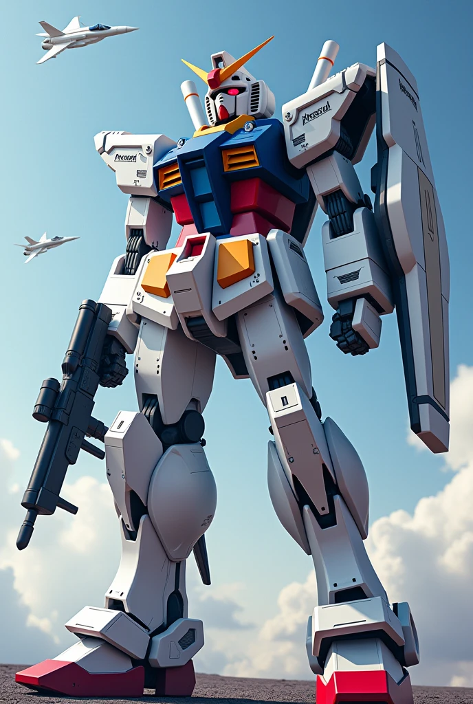 masterpiece, Highest quality, sf, Standing in space、 High-dimensional robot、Mobile Suit、(Translucent armor, Visual internal organization):1.2、(White clear base, Navy Blue Joint, Red internal mechanism)、(Chest wave gun、Shoulder Beam Launcher)、White, blue and red aircraft、Gundam